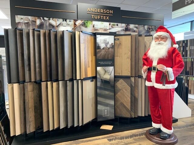 Santa-looks-at-Anderson-Wood Christmas floor | Magic Carpets